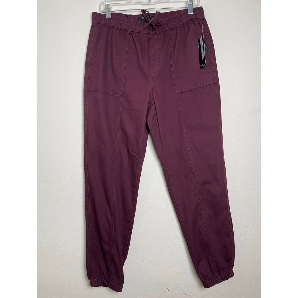 NWT Stitch Star Womens Cotton Drawstring Jogger Pants Burgundy M Gorpcore Casual